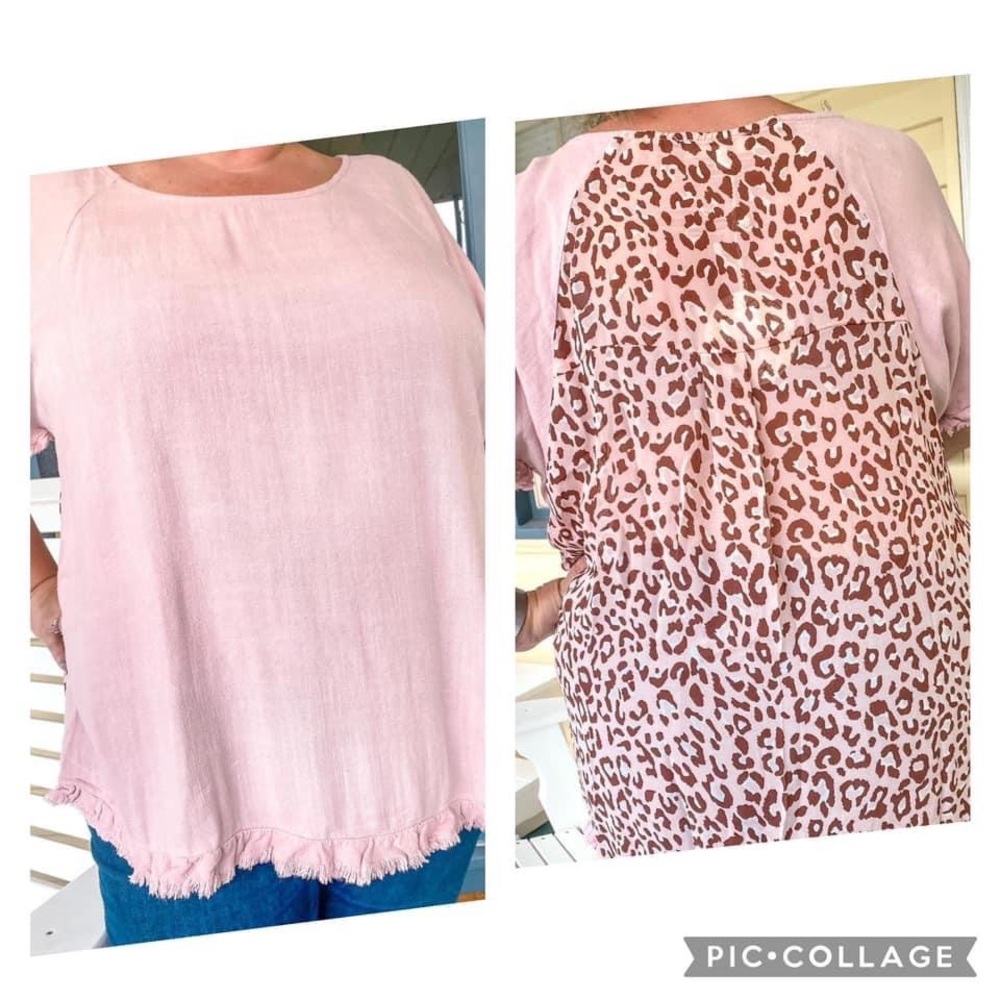 Umgee plus size mauve/cheetah print shirt